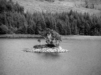 Loch Leathan, Crannog.
General view from West.