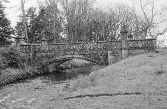 General view of bridge over Kilmartin Burn, Poltalloch House Estate, from NNE. 