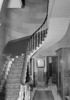 Interior view of St John's Cottage, Maybole, showing staircase.