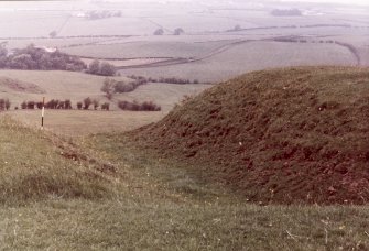 Barnwell earthwork, view of SW ditch from S.