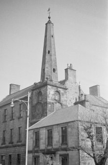 View of Tolbooth steeple, Banff, from South West.