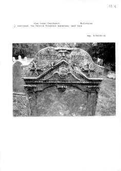 Notes and photographs relating to gravestones in Glen Corse Churchyard, Edinburgh, Midlothian.