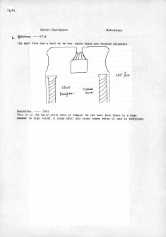 Notes and photographs relating to gravestones in Heriot Churchyard, Edinburgh, Midlothian.