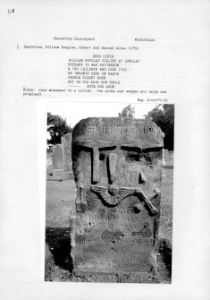 Notes and photographs relating to gravestones in Newbattle Churchyard, Edinburgh, Midlothian.