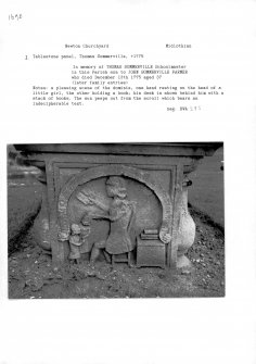 Notes and photographs relating to gravestones in Newton Churchyard, Edinburgh, Midlothian.