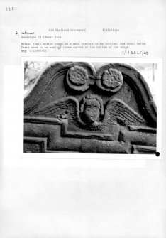 Notes and photographs relating to gravestones in Old Pentland Churchyard, Edinburgh, Midlothian.