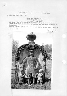 Notes and photographs relating to gravestones in Temple Churchyard, Edinburgh, Midlothian.