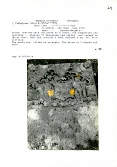 Photographs and research notes relating to graveyard monuments in Bendochy Churchyard, Perthshire.		