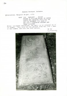 Photographs and research notes relating to graveyard monuments in Bendochy Churchyard, Perthshire.	