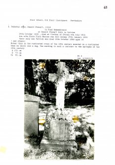 Photographs and research notes relating to graveyard monuments in Old Blair Churchyard, Perthshire.		