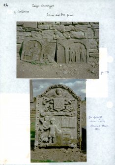 Photographs and research notes relating to graveyard monuments in Cargill Churchyard, Perthshire.		
