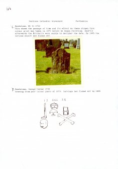 Photographs and research notes relating to graveyard monuments in Dunblane Cathedral Graveyard, Perthshire.			