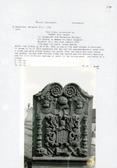 Photographs and research notes relating to graveyard monuments in Errol Churchyard, Perthshire.		