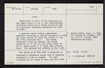 Unst, Westing, Kirkaby Church, HP50NE 2, Ordnance Survey index card, page number 2, Verso