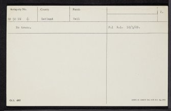Yell, Sands Of Brekon, HP50NW 4, Ordnance Survey index card, page number 2, Verso