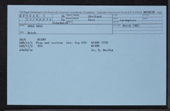 Unst, Hoga Ness, HP50SE 3, Ordnance Survey index card, Recto