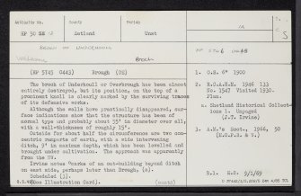 Unst, Underhoull, HP50SE 12, Ordnance Survey index card, page number 1, Recto