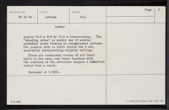Yell, Clody, HP50SW 6, Ordnance Survey index card, page number 2, Verso