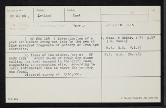 Unst, Skaw, HP61NE 1, Ordnance Survey index card, Recto