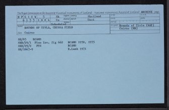 Unst, Crussa Field, Rounds Of Tivla, HP61SW 5, Ordnance Survey index card, Recto
