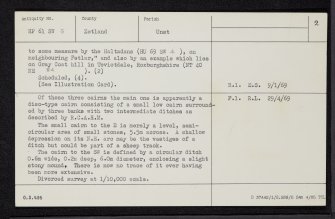 Unst, Crussa Field, Rounds Of Tivla, HP61SW 5, Ordnance Survey index card, page number 2, Verso