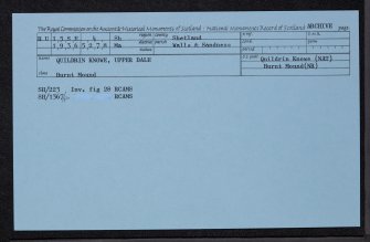 Quildrin Knowe, Upper Dale, HU15SE 4, Ordnance Survey index card, Recto