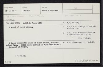 Quildrin Knowe, Upper Dale, HU15SE 4, Ordnance Survey index card, Recto