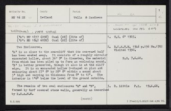 Papa Stour, Northbanks, HU16SE 10, Ordnance Survey index card, page number 1, Recto