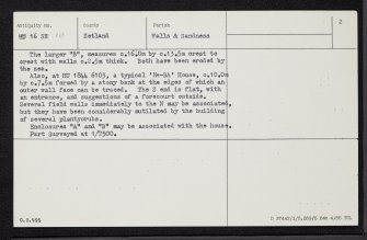 Papa Stour, Northbanks, HU16SE 10, Ordnance Survey index card, page number 2, Verso