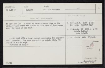 Loch Of Grunnavoe, HU24NW 26, Ordnance Survey index card, Recto