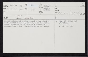 Vaila, HU24NW 29, Ordnance Survey index card, page number 1, Recto