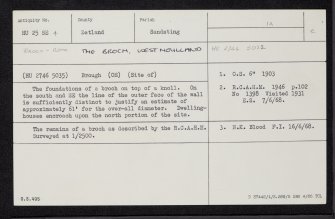 Broch Of Culswick, HU24SE 4, Ordnance Survey index card, Recto