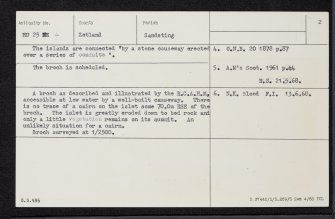 West Burra Firth, HU25NE 4, Ordnance Survey index card, page number 2, Verso