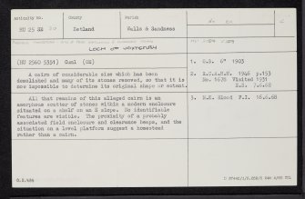 Loch Of Voxterby, HU25SE 30, Ordnance Survey index card, Recto