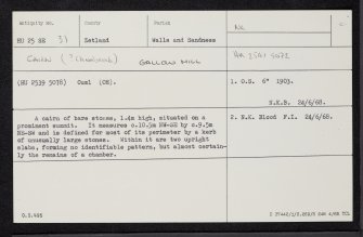 Gallow Hill, HU25SE 31, Ordnance Survey index card, Recto