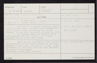 Setter, HU25SW 24, Ordnance Survey index card, Recto