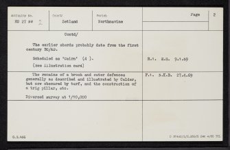 Sae Breck, HU27NW 2, Ordnance Survey index card, page number 2, Verso