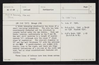 Loch Of Houlland, Esha Ness, HU27NW 5, Ordnance Survey index card, page number 1, Recto