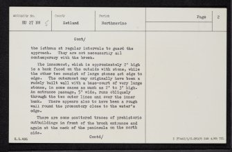 Loch Of Houlland, Esha Ness, HU27NW 5, Ordnance Survey index card, page number 2, Verso