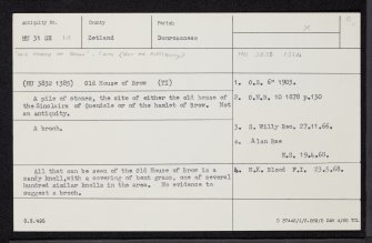 Old House Of Brow, HU31SE 14, Ordnance Survey index card, Recto