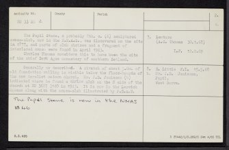 West Burra, Papil , St Laurence's Church, HU33SE 2, Ordnance Survey index card, page number 2, Verso
