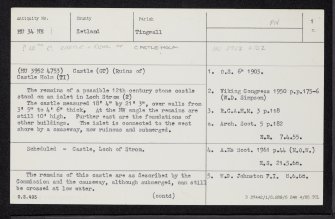 Castle Holm, HU34NE 1, Ordnance Survey index card, page number 1, Recto