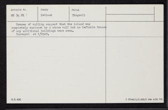 Castle Holm, HU34NE 1, Ordnance Survey index card, Verso