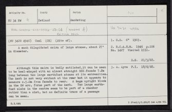 Bekka Hill, HU34NW 4, Ordnance Survey index card, Recto