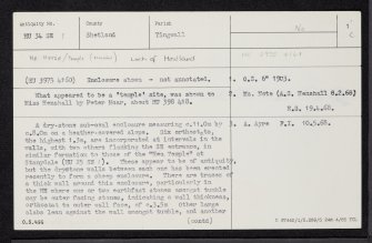 Loch Of Houlland, HU34SE 1, Ordnance Survey index card, page number 1, Recto