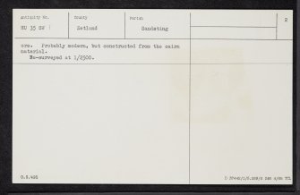 Turdale Water, HU35SW 1, Ordnance Survey index card, page number 2, Verso