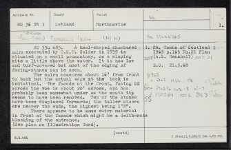 Islesburgh, HU36NW 1, Ordnance Survey index card, page number 1, Recto