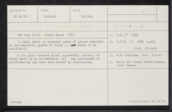 Olwell Knowe, HU36NW 8, Ordnance Survey index card, Recto