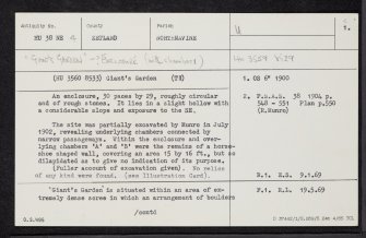 Giant's Garden, HU38NE 4, Ordnance Survey index card, page number 1, Recto