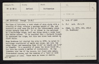 Kame Of Isbister, HU39SE 4, Ordnance Survey index card, page number 1, Recto
